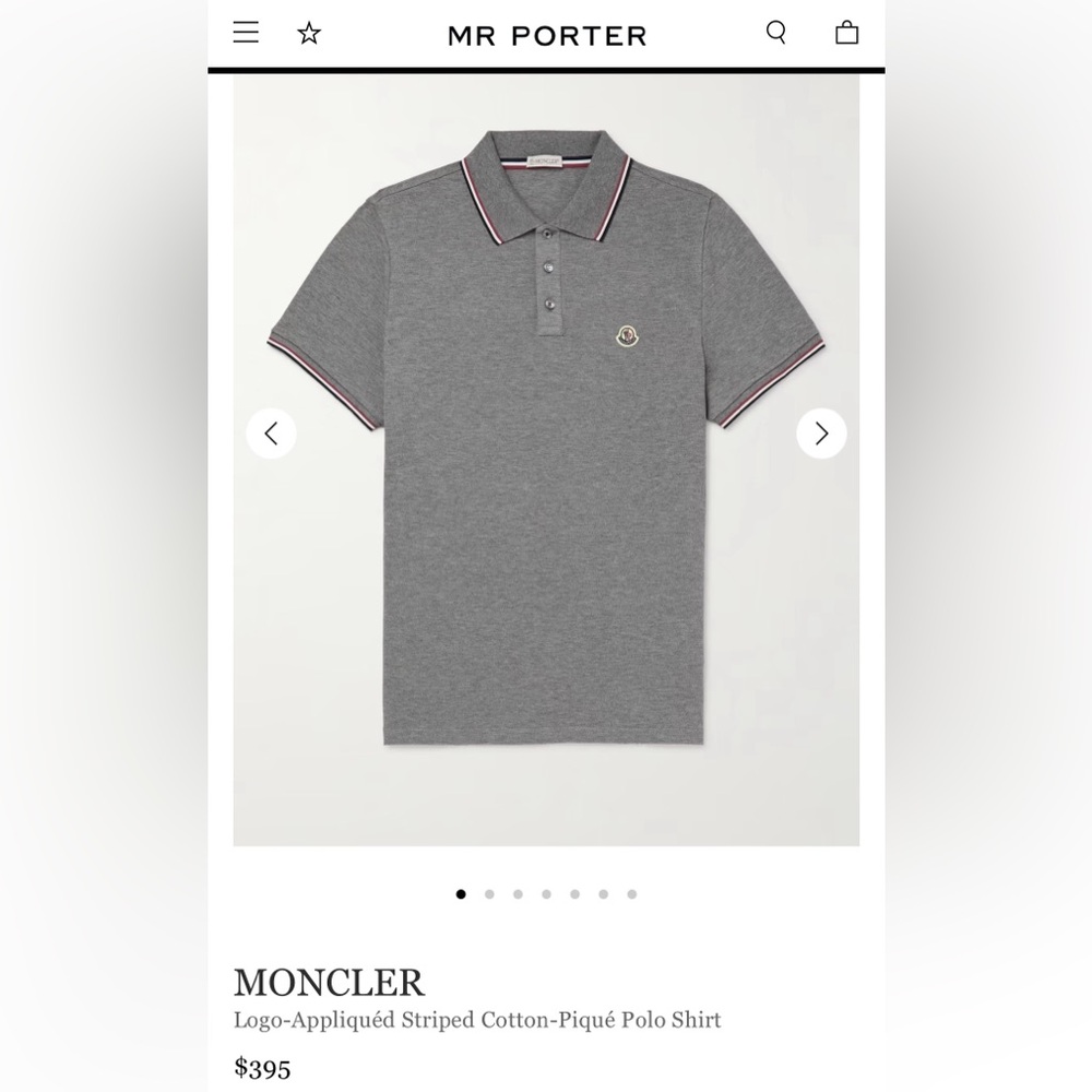 Like New Men’s Size Medium Moncler Logo-appliquéd Polo Shirt 100% Cotton Grey - Picture 3 of 17